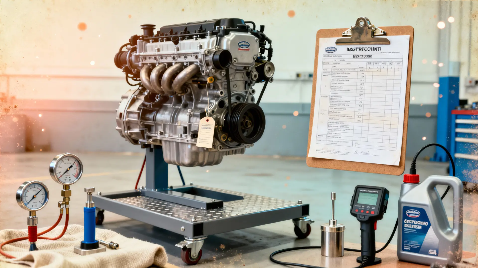 What inspections are performed on used engines at Auketra?